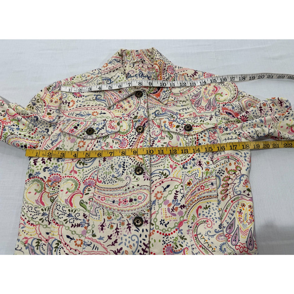 Womens Robert Graham Lambskin Suede Print Jacket Sz XS Cream Multicolor Paisley - Picture 9 of 11